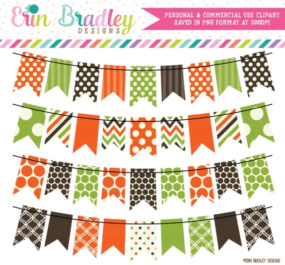 Pumpkin Harvest Bunting Clipart Fall Banner Flag Clip Art Set Etsy