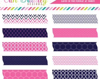 Blue and Hot Pink Washi Tape Clipart Commercial Use Digital Clip Art Graphics