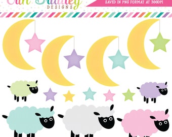 Moon Stars Clipart Clip Art for Personal or Commercial Use with Lambs Instant Download