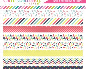 Scalloped Border Clipart with Alphabet Striped Polka Dotted Triangle and Chevron Patterns