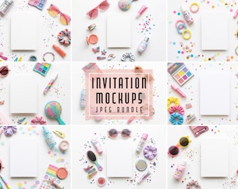 Tween-mockupbundel met uitnodiging | Glamoureuze productfotografie voor Etsy-verkopers