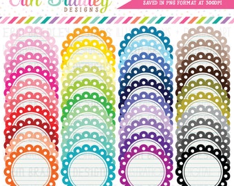 Notepaper Circle Clipart Bundle Personal & Commercial Use Scalloped Circle Clip Art Graphic