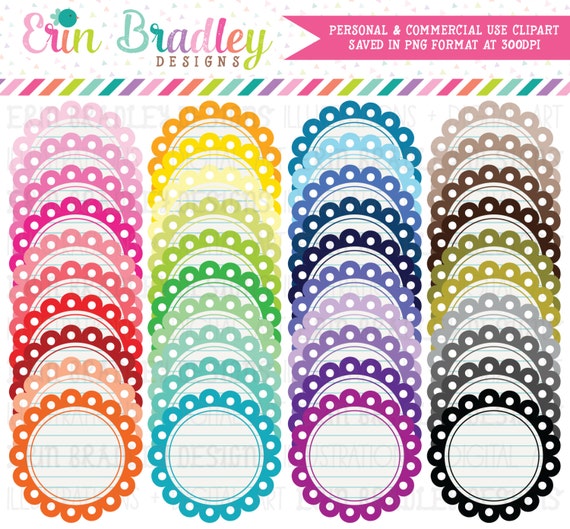 Scalloped Circle Frames Clipart Instant Download Digital Clip Art Graphics  Personal & Commercial Use