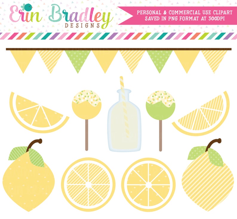 Lemons and Lemonade Clipart Graphics Commercial Use Digital Clip Art image 1