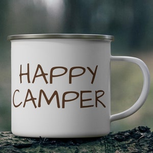 Happy Camper Enamel Camping Mug