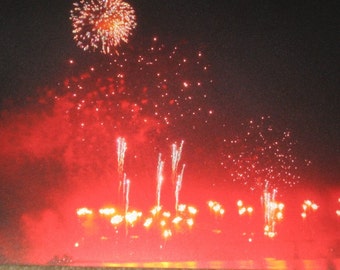 Fireworks Photo, Louisville KY, Night Photography, Thunder Over Louisville, Kentucky Derby, 8x10 Print, Glitter, OOAK, Unframed, Free Ship