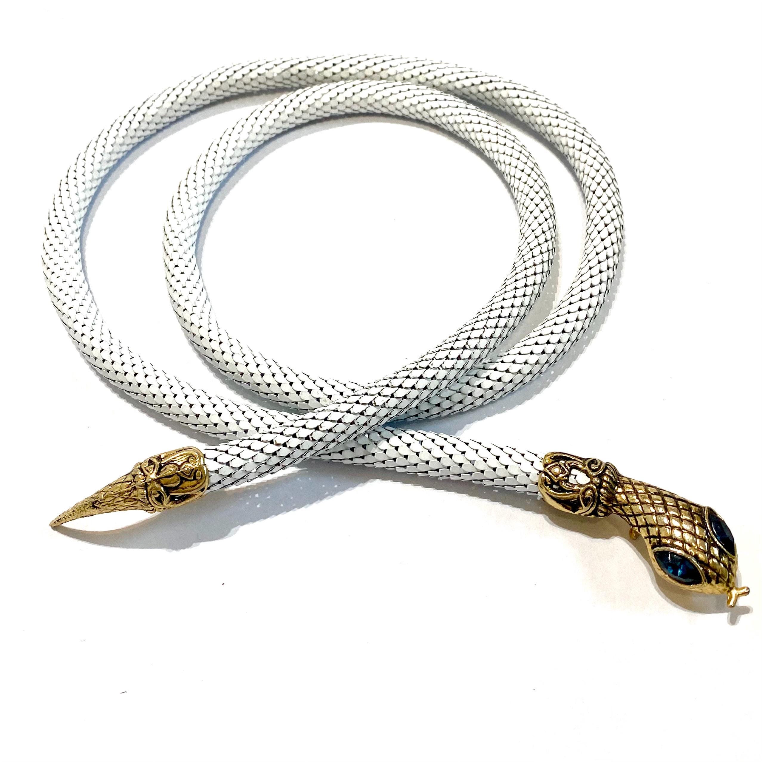 DL Auld Vintage Silver and White Snake Belt/Bracelet Vintage DL AULD Snake Metal Mesh Adjustable Belt IRIDESCENT  main image 2