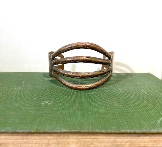 Vintage Solid Copper Cuff Bracelet Bell Trading P… - image 1