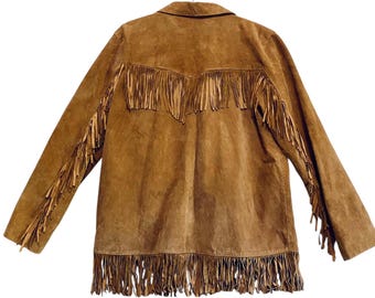 ジャケット・アウター 90s suede fringe collar Vintage 80s 90s Black Suede Fringe Jacket, Beaded Western