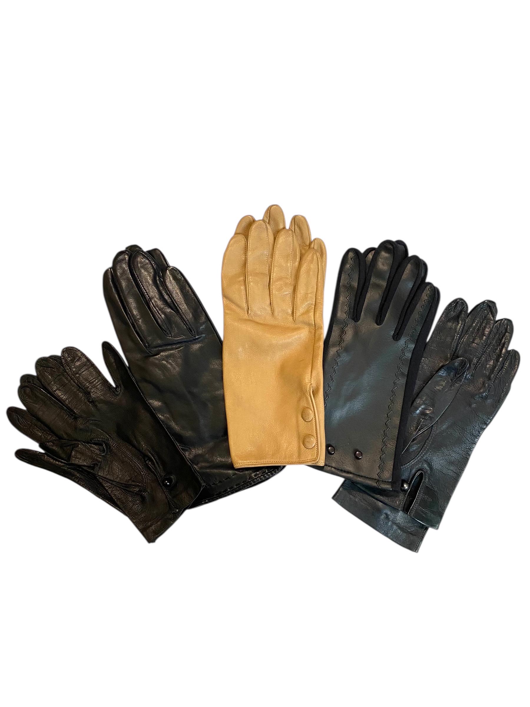 Gants De Conduite Van Raalte Cuir Noir Vintage Années 50-60 - Femme Taille 6.5