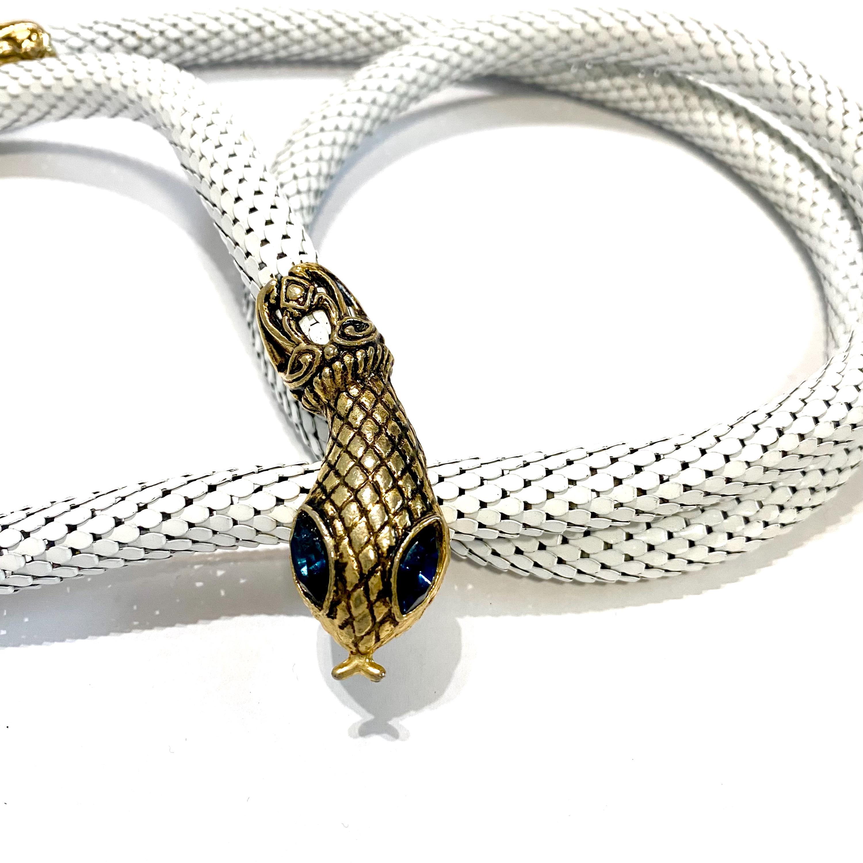 Vintage 1970\'s DL Auld Rainbow Iridescent Mesh Snake Belt  Blue Eyes 36\