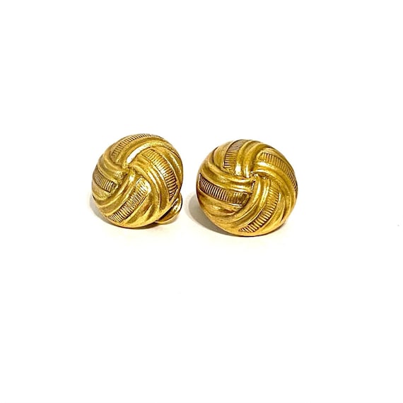 Vintage Yves Saint Laurent Gold Tone Clip on Earrings, YSL