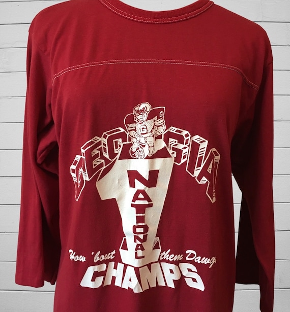 80s Vintage GA Bulldogs T-shirt #1 National Champs How 'bout Them