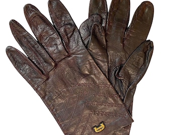 Vintage Rare Maroon Burgundy Atienne Aigner Leather Gloves Ladies Size M 7-7 .5, Made in Italy