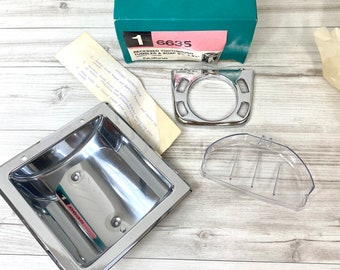 Vintage Hall-Mack Soap Tumbler Toothbrush Holder, Stainless Steel Chrome, Rare Recessed Bathroom Wall NOS, Sink or Shower, Retro Remodel