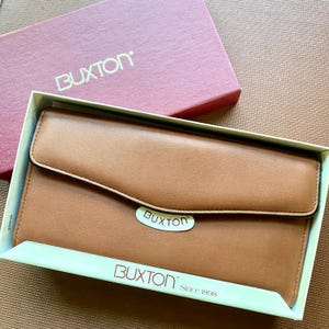 Cartera vintage Buxton de piel para mujer, con tacto aterciopelado, organizador de chequera, tarjetero, monedero, color marrón tostado