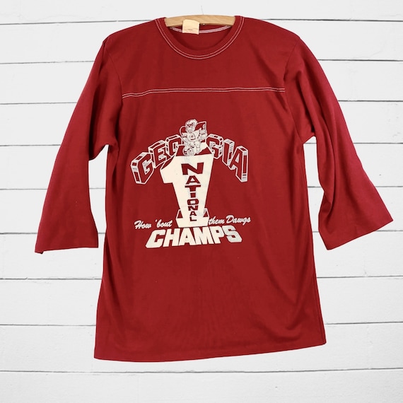 80s Vintage GA Bulldogs T-shirt #1 National Champs How 'bout Them
