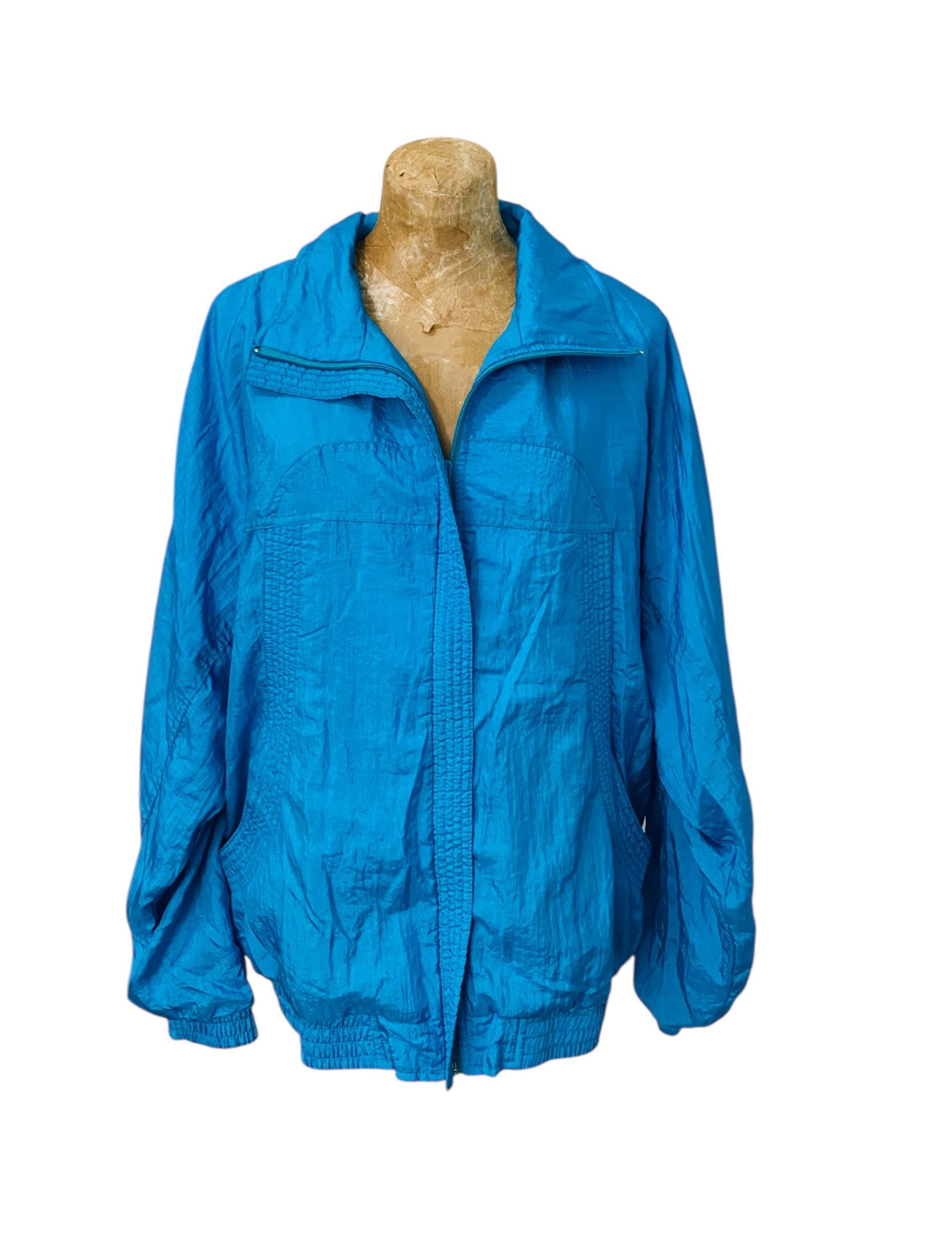 Vintage Bright Aqua Windbreaker by Bocoo, Teal Blue 90s Sportl