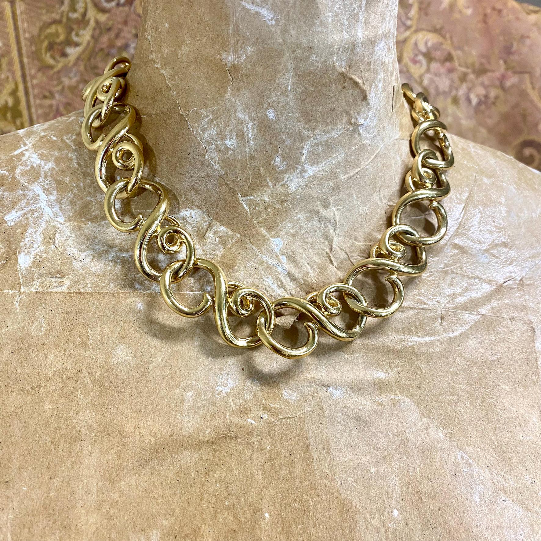 Vintage Givenchy Necklace, Gold Tone Twisted Knot Style 18