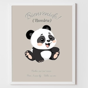 Personalized Baby Panda Name Print | A4/A3 Digital Printable Wall Art | Gender-Neutral Nursery Decor | New Baby Gift