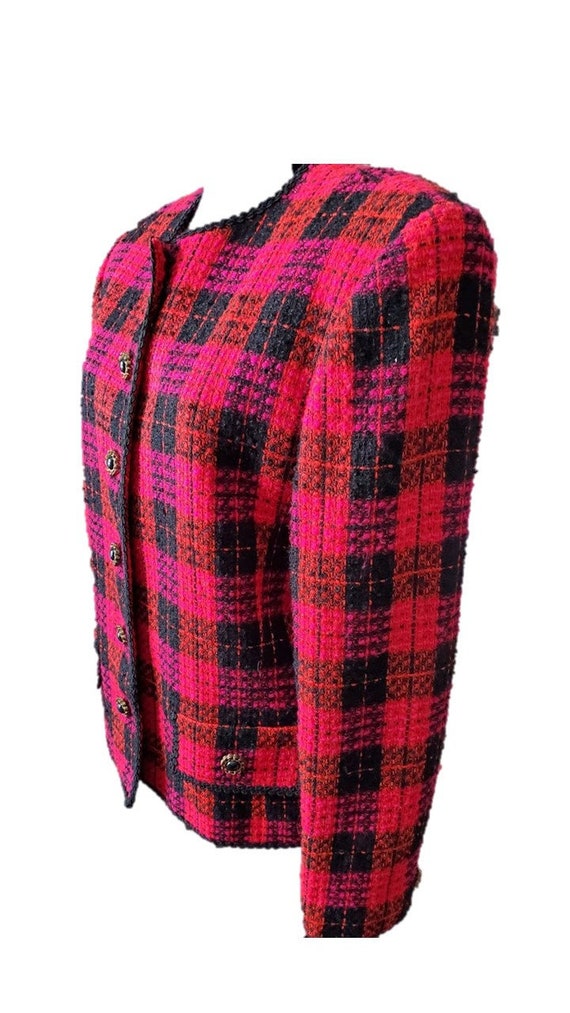 Morgan Miller vintage plaid red/black/pink blazer