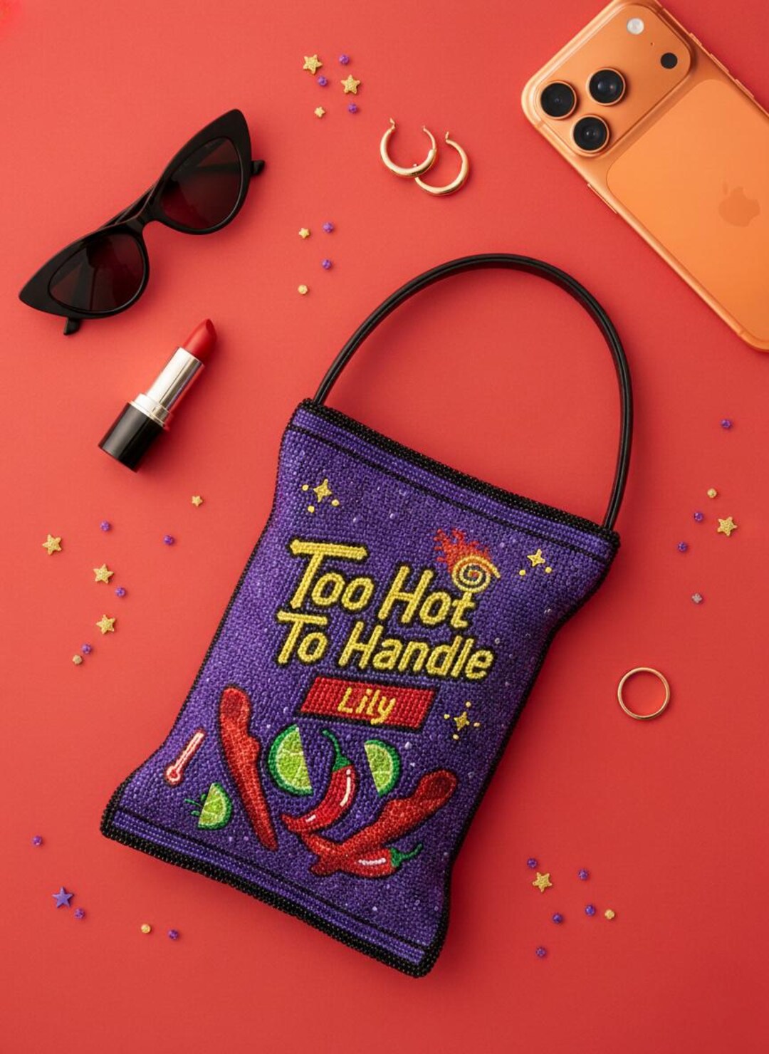 Too Hot to Handle Purse, Spicy Snack Bag, Chili Pepper Purse, Purple ...