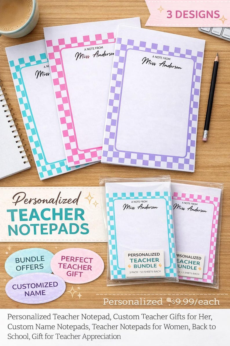 Personalized Teacher Notepad | Custom Name Notepad | Teacher Gift ...