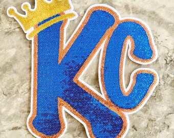 Kansas City and Crown Royals Sequin X-Large Iron On Patch