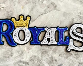 Kansas City Royals and Crown Sequin X-Large Iron On Patch