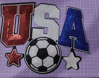 World Cup USA Soccer Sequin Iron-On Patch (11 inch)
