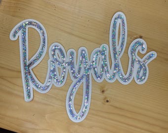 Kansas City Royals Sequin X-Large Iron On Patch - White