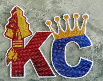 Kansas City Combo Chiefs Royals Sequin X-Large Iron On Patch