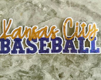 Kansas City Baseball Royals Sequin Large Iron On Patch