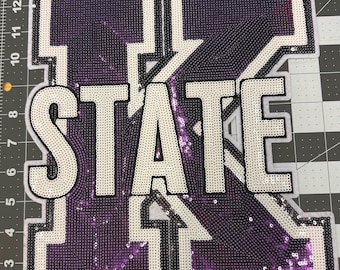 K-State Wildcats Sequin X-Large Iron On Patch