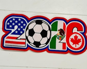 World Cup 2026 Soccer Host Countries Embroidered Iron-On Patch (11 inch)