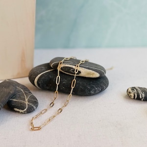 Large Link Gold Chain Necklace, Paperclip Chain Necklace