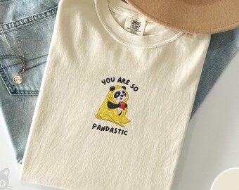 Camiseta bordada Panda Comfort Colors, camiseta con juego de palabras divertido