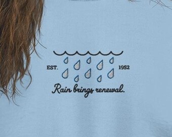 Embroidered Raindrop Crewneck Sweatshirt, Positive Thinking Apparel