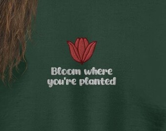 Embroidered Tulip Sweatshirt, Positive Floral Crewneck, Uplifting Apparel