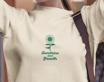Embroidered Sunflower Crewneck Sweatshirt, Positive Vibes Gift