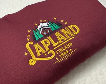 Embroidered Lapland Christmas Cabin Sweatshirt, Nordic Winter Apparel