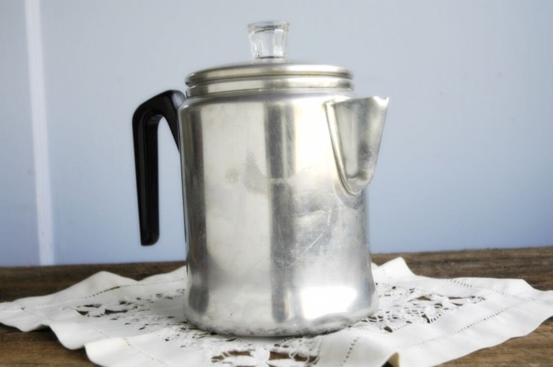 Vintage Coffee Pot Aluminum Stove Top Percolator Century Etsy