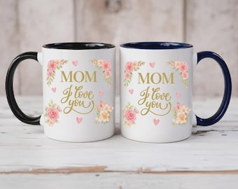 Floral Photo Frame Mom Mug, Mother's Day Gift (PNG Sublimation)
