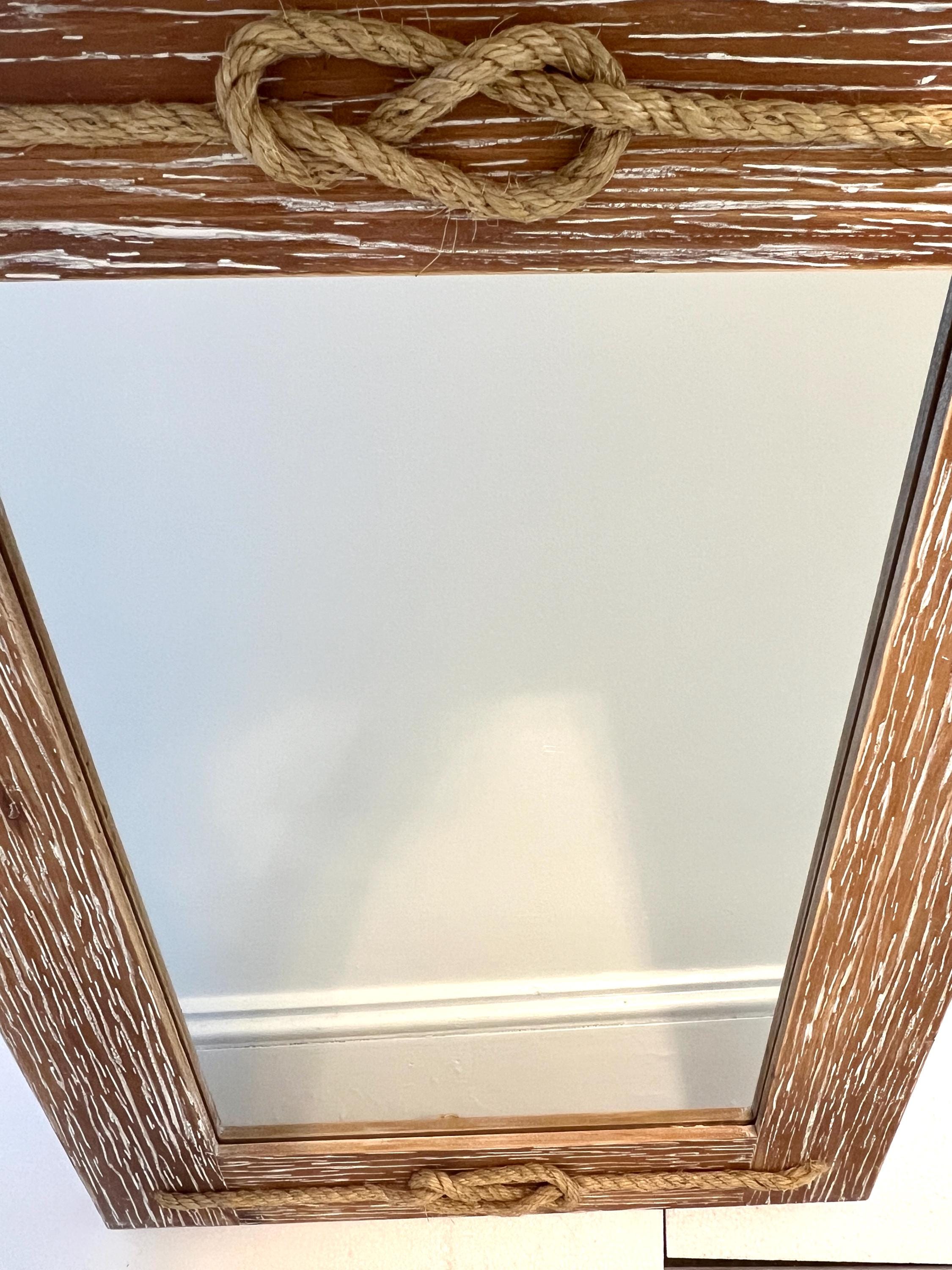 Frame With Rope Brown Wood Finished Frame With Nautical Rope Accent Wall Mirror - Etsy