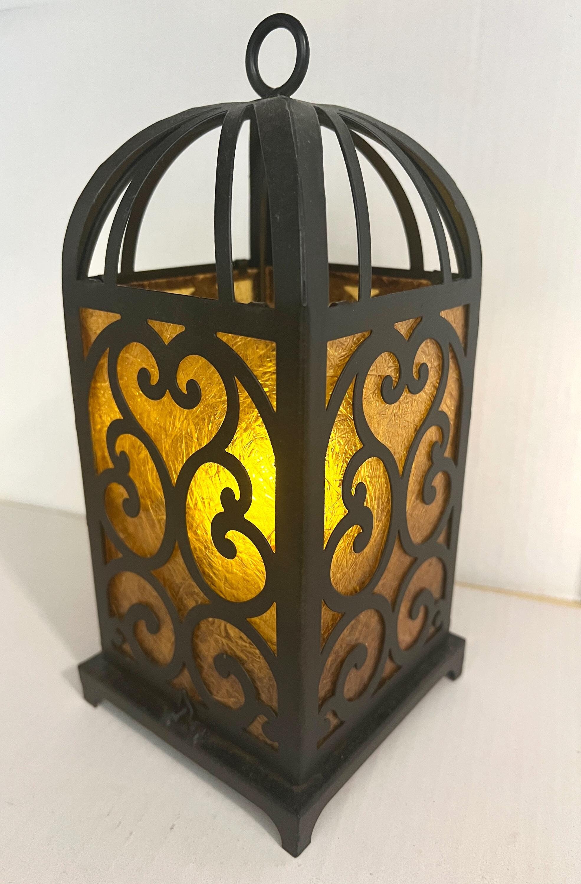 Vintage Lantern with Amber Colored Panels