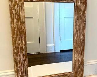 Brown Wood Finished Frame with Nautical Rope Accent Wall Mirror