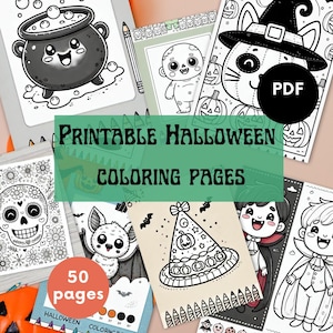 50 printable Spooky coloring sheets for toddlers | Halloween bundle | Trick or Treat digital download | Skeleton party favor | Montessori