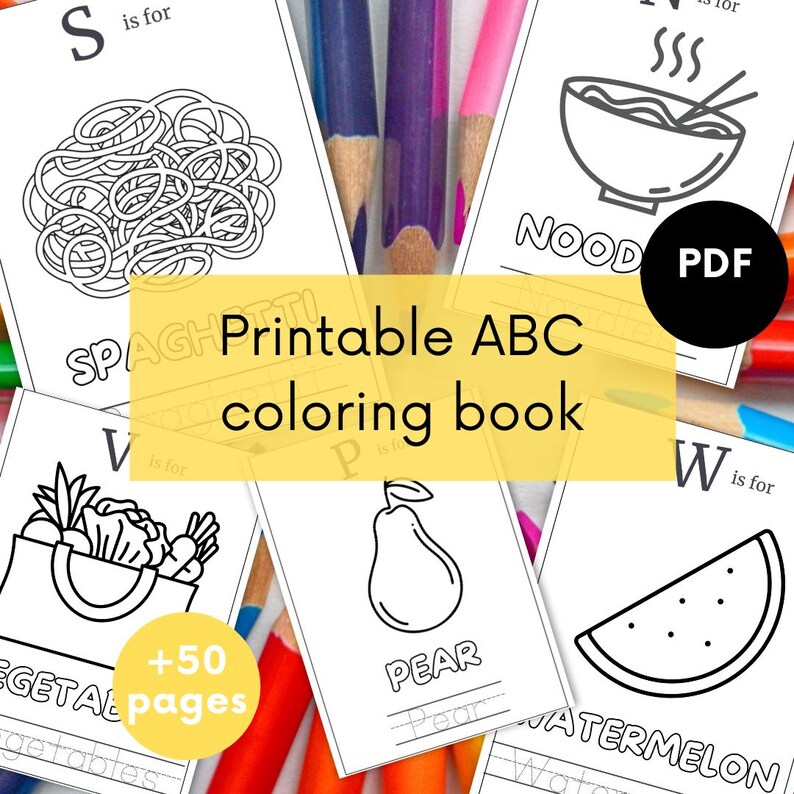 Baby's First ABC Baby Shower Coloring Book | Food Animals Pages ...