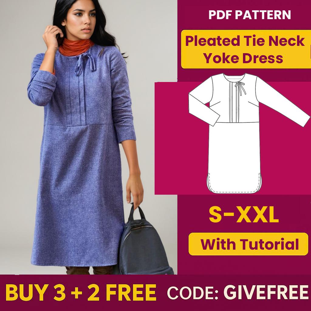 pleated yoke dress pattern Dress With Yoke And Front Box Pleat