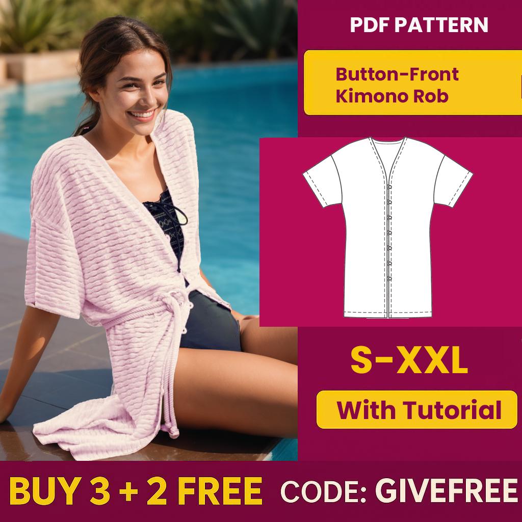 Kimono Robe Dress Sewing Pattern: Beginner Friendly (PDF Download)